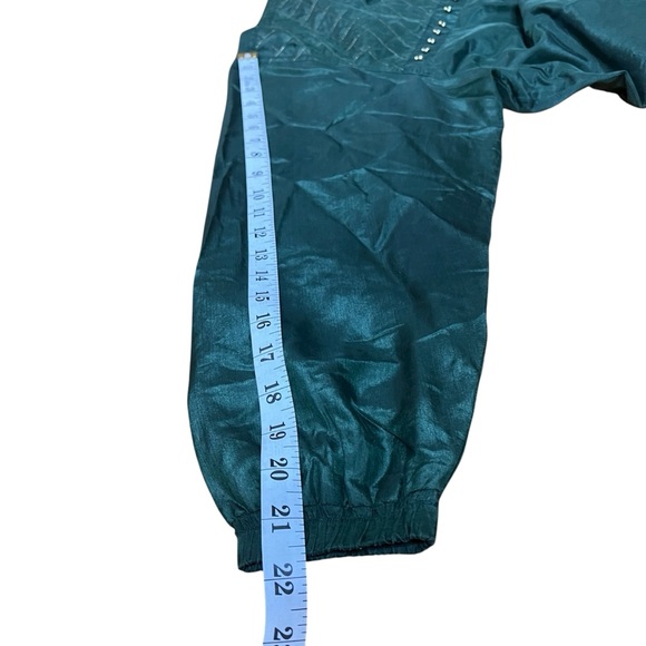 VINTAGE ATLANTIC BEACH Green Silk Full Zip 80s 90s Retro Bomber Windbreaker M - Picture 7 of 14